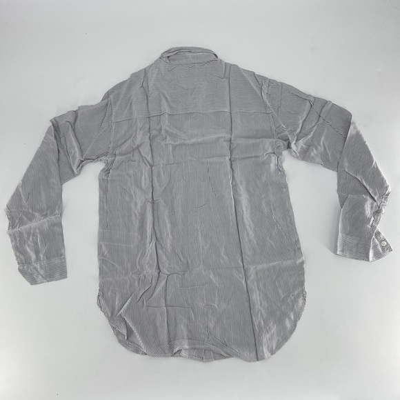 Abercrombie & Fitch Women's White Gray Striped Long Sleeve Button-Up Shirt Sz S - Picture 2 of 8
